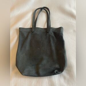 BAGGU Elegant Nubuk Suede Tote Bag in Blue Gray